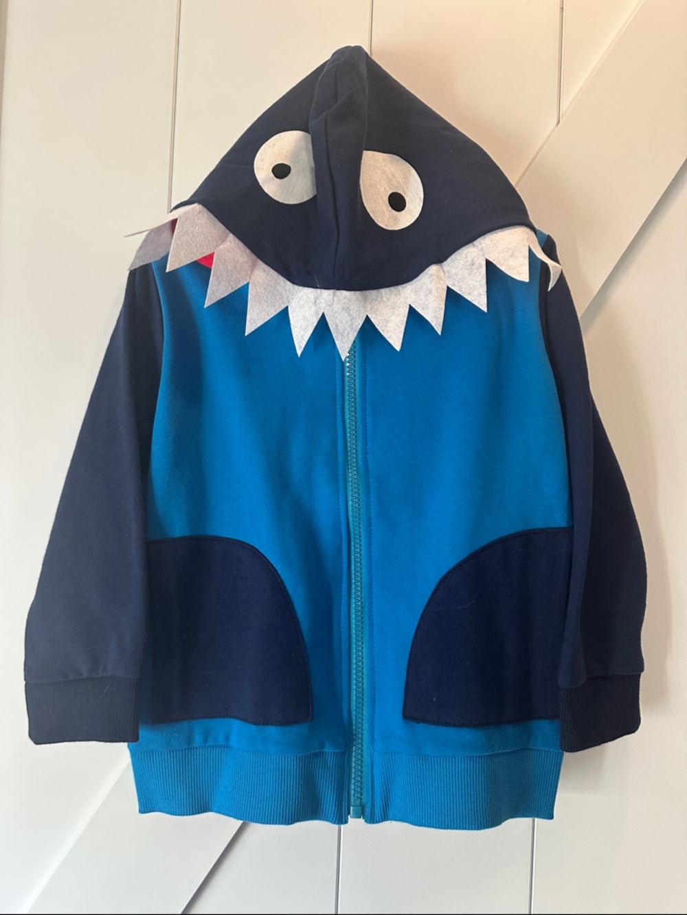 Kids Shark Zip Up Jacket in Bright Blue & Navy